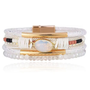 DEJA Boho Armband goudkleurig met natuursteen in wit