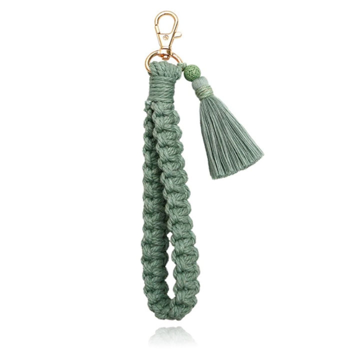 Deja Jewels Macramé Gevlochten Sleutelhanger - Groen 1 Deja Jewels Macramé Gevlochten Sleutelhanger - Groen