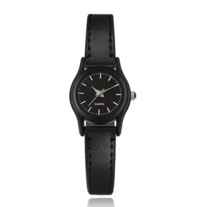 Elegant dameshorloge met zwart leren bandje - Minimalistisch design