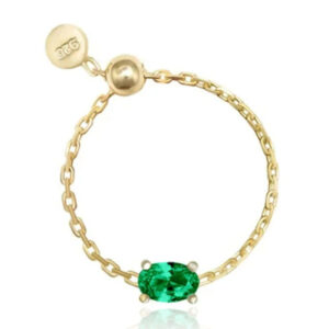 Elenza .925 Zilveren Ring met Smaragdgroene Ovale Steen