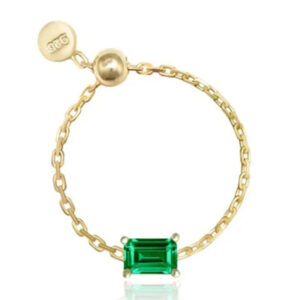 Elenza .925 Zilveren Ring met Smaragdgroene Rechthoekige Steen