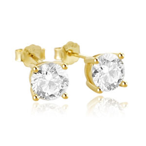 Elenza .925 Zilveren Studs met Gouden Plating en Zirconia - 6mm