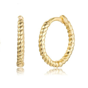 Elenza 925 Zilver Vergulde Gedraaide Oorringen met Gouden Plating-12mm