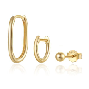 Elenza Drie-in-één 925 Zilveren Oorbellen - Elegant Design in verguld Goud