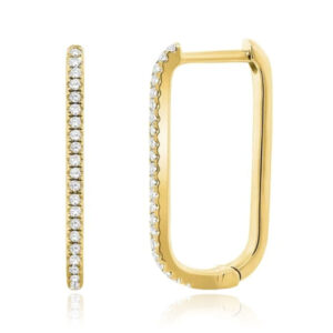 Elenza Goudkleurige Rechthoekige Oorbellen met Zirkonia