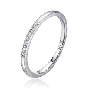 Elenza Sterling .925 Zilveren Band met Subtiele Zirkonia&apos;s-19mm
