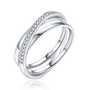 Elenza Sterling .925 Zilveren Dubbele Ring met Zirkonia-16mm