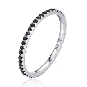 Elenza Sterling .925 Zilveren Eternity Ring met Zwarte Zirkonia-16mm