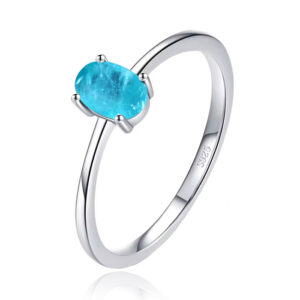 Elenza Sterling .925 Zilveren Ring met Ovale Blauwe Steen-16mm