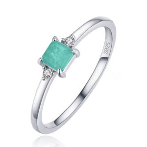 Elenza Sterling .925 Zilveren Ring met Rechthoekige Groene Steen en Zirkonia-16mm