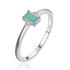 Elenza Sterling .925 Zilveren Ring met Smaragdgroene Steen en Zirkonia-15mm