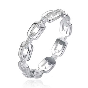 Elenza Sterling .925 Zilveren Schakelring met Zirkonia-15mm