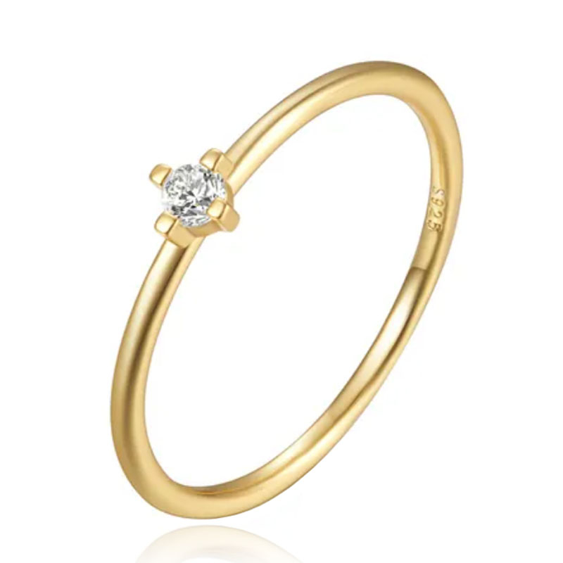 Elenza Thin .925 Zilveren Ring met Klein Bloemmotief en Gouden Plating - 1mm-18mm