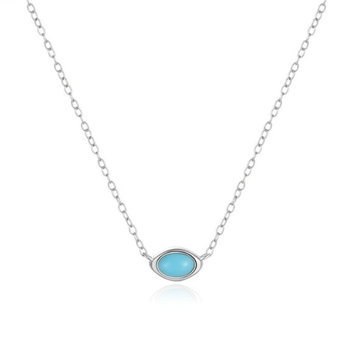 Elenza Zilveren Ketting met Delicaat Turkoois Oog in 925 Sterling Zilver