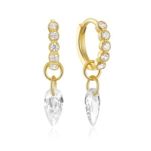 Exclusieve Elenza Goudkleurige Oorbellen met Witte Zirkonia - Klassieke Dames Sieraden