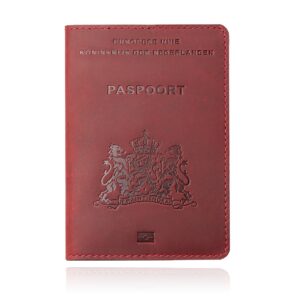 Paspoorthoes met extra opbergvakjes - Leer Rood