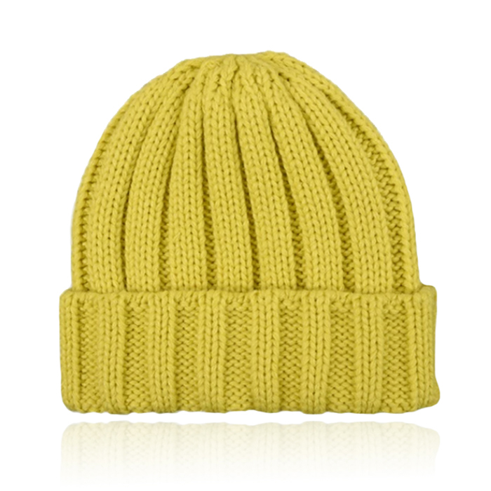 LGT JWLS Grofgebreide Dames Beanie met Omslagrand - Geel 1 LGT JWLS Grofgebreide Dames Beanie met Omslagrand - Geel