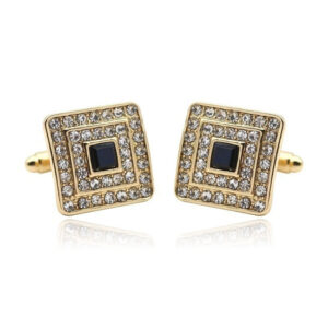 LGT JWLS Manchetknopen in Goudkleur met Zwarte Steen