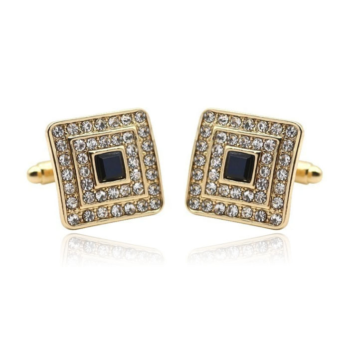 LGT JWLS Manchetknopen in Goudkleur met Zwarte Steen 1 LGT JWLS Manchetknopen in Goudkleur met Zwarte Steen