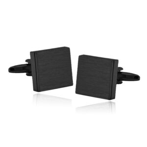 LGT JWLS Vierkante Manchetknopen met Geborsteld Effect in Zwart