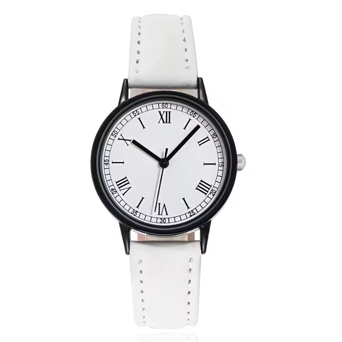 LGT Dameshorloge met zwarte kast, witte wijzerplaat en witte band 1 LGT Dameshorloge met zwarte kast, witte wijzerplaat en witte band