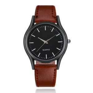 LGT Herenhorloge met bruine leren band en zwarte wijzerplaat