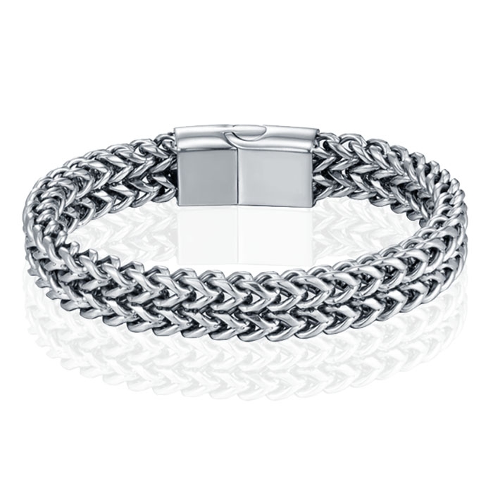 LGT JWLS Heren Armband - Dubbele Curb Chain van Edelstaal, Zilver-21cm 1 LGT JWLS Heren Armband - Dubbele Curb Chain van Edelstaal, Zilver-21cm