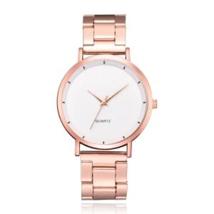 LGT JWLS Luxe Damespolshorloge - Rose Gouden Band en Behuizing, Wit Uurwerk