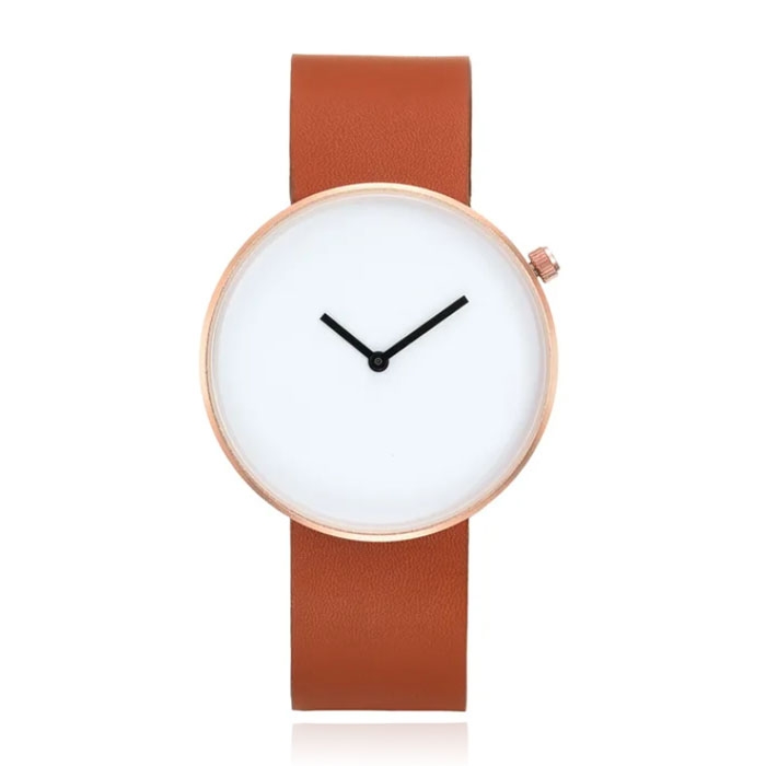 LGT JWLS Minimalistisch Dameshorloge - Grote Wijzerplaat van 40mm - Bruin, Goud, Wit
