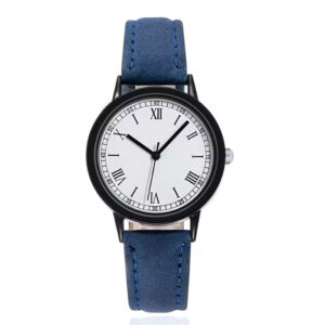 LGT Quartz horloge met blauwe band, zwarte kast en witte wijzerplaat