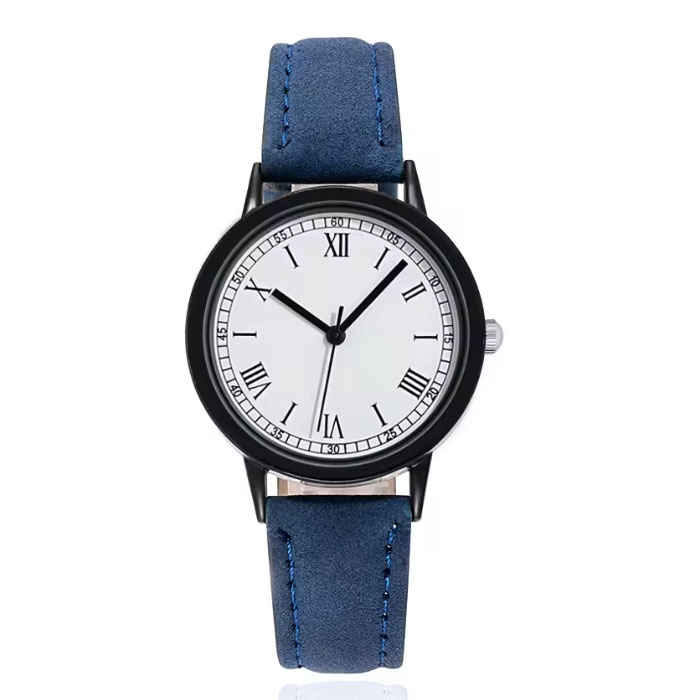 LGT Quartz horloge met blauwe band, zwarte kast en witte wijzerplaat 1 LGT Quartz horloge met blauwe band, zwarte kast en witte wijzerplaat