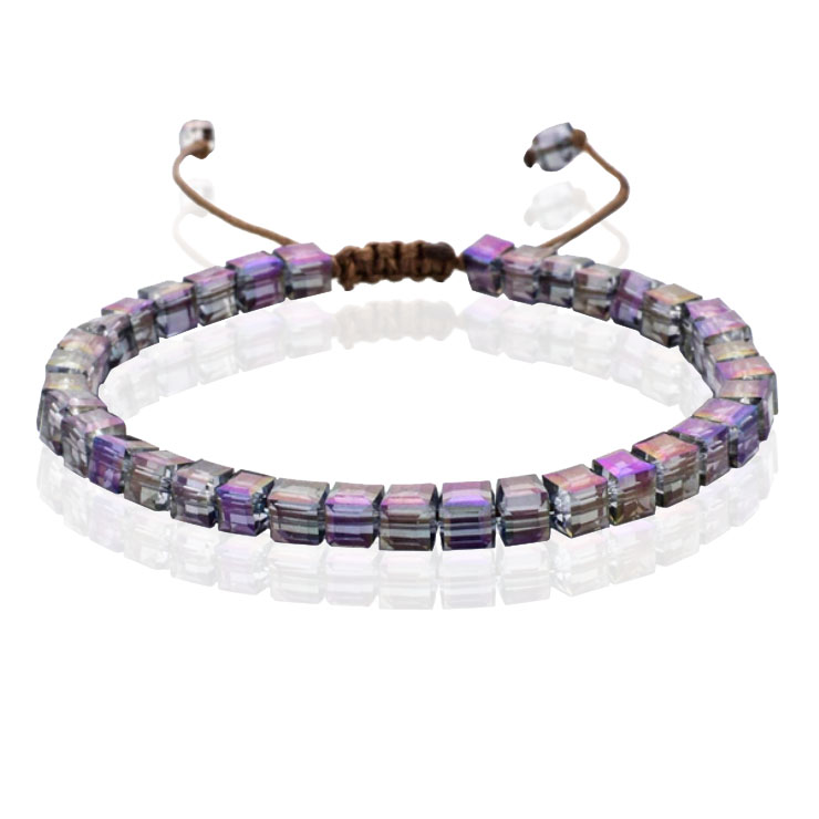 Memphis Bohemia Kralen Armband - 4mm Kristal Glas Paars 1 Memphis Bohemia Kralen Armband - 4mm Kristal Glas Paars