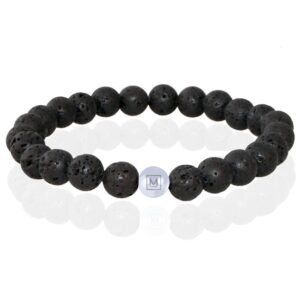 Memphis Kralen Armband Lavasteen Edelstaal Kraal-19cm