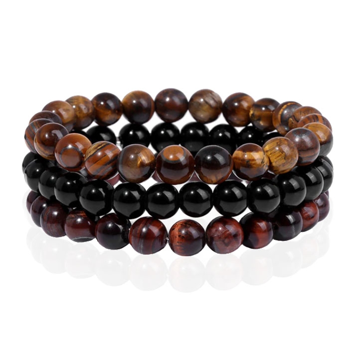 Memphis Stacked Heren Armbanden set - 8mm Tiger Onyx-21cm 1 Memphis Stacked Heren Armbanden set - 8mm Tiger Onyx-21cm