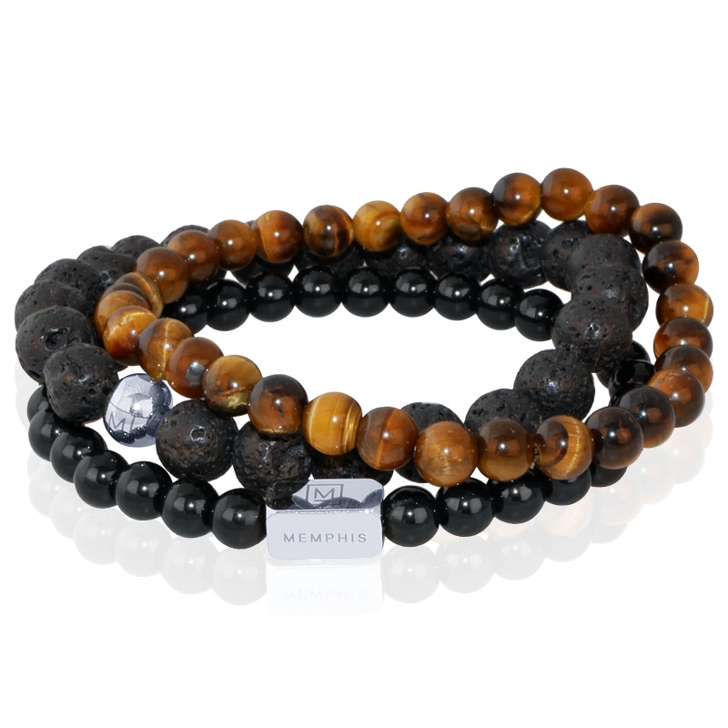 Memphis TRIO Kralenarmbanden set "Tommy"-21cm 1 Memphis TRIO Kralenarmbanden set "Tommy"-21cm