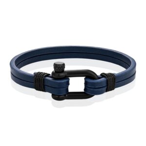 Mendes Dubbele Lederen Band - D-Shackle Royal-21cm