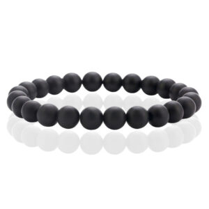 Natuursteen Armband met 8mm Kralen Memphis - Matte Onyx