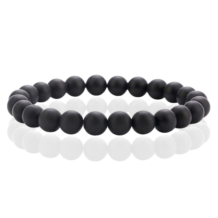 Natuursteen Armband met 8mm Kralen Memphis - Matte Onyx 1 Natuursteen Armband met 8mm Kralen Memphis - Matte Onyx