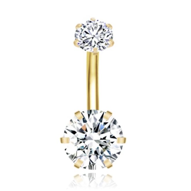 Piercing met 6-kant Zirkonia - Hexagon Goudkleurig 1 Piercing met 6-kant Zirkonia - Hexagon Goudkleurig