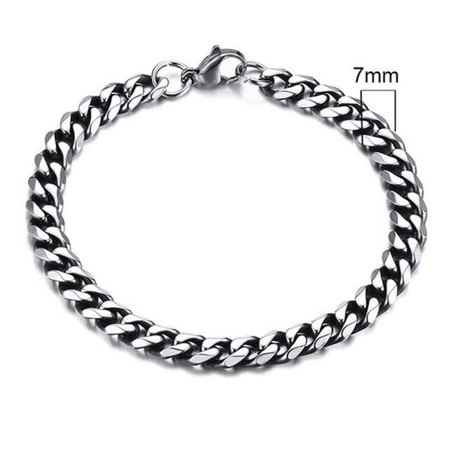 Stalen heren armband LGT JWLS Gourmet schakel Vintage 7mm-19cm