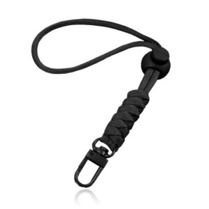 Telefoonkoord/Sleutelhanger met Karabijnsluiting en Koordstopper - Zwart