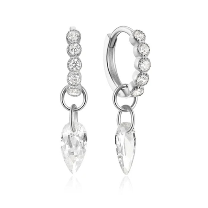 Tijdloze Elenza Zilveren Oorbellen met Witte Zirkonia - Elegante Dames Sieraden