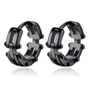 Trendy Mendes Edelstalen Oorringen in Zwart voor Heren