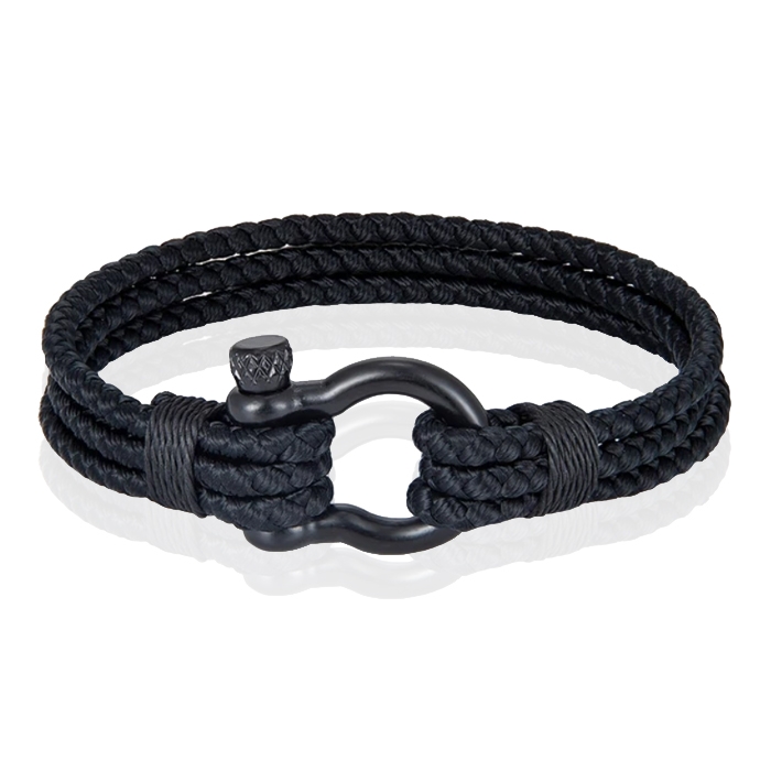 Triple Rope Armband Boegbeugel - Zwart-23cm 1 Triple Rope Armband Boegbeugel - Zwart-23cm