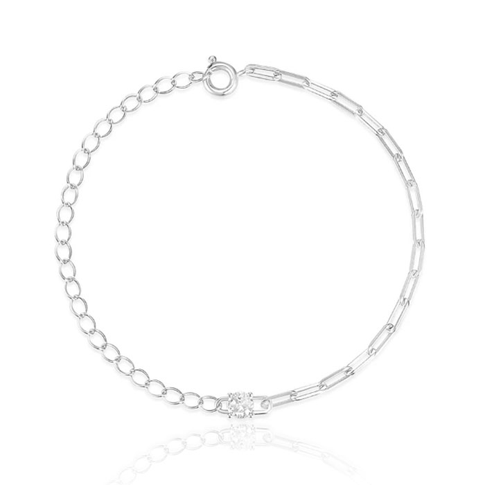 Verfijnde Elenza Zilveren Armband met Zirkonia - Subtiele Luxe voor Dames