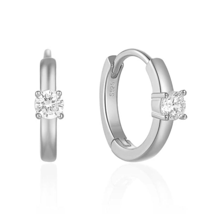 Verfijnde Elenza Zilveren Oorbellen met Solitaire Zirkonia - Elegante Dames Sieraden