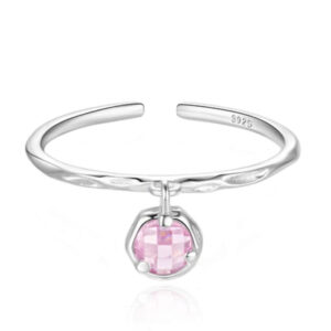 Verfijnde Elenza Zilveren Ring met Roze en Witte Kristallen - Prachtige Elegantie voor Dames