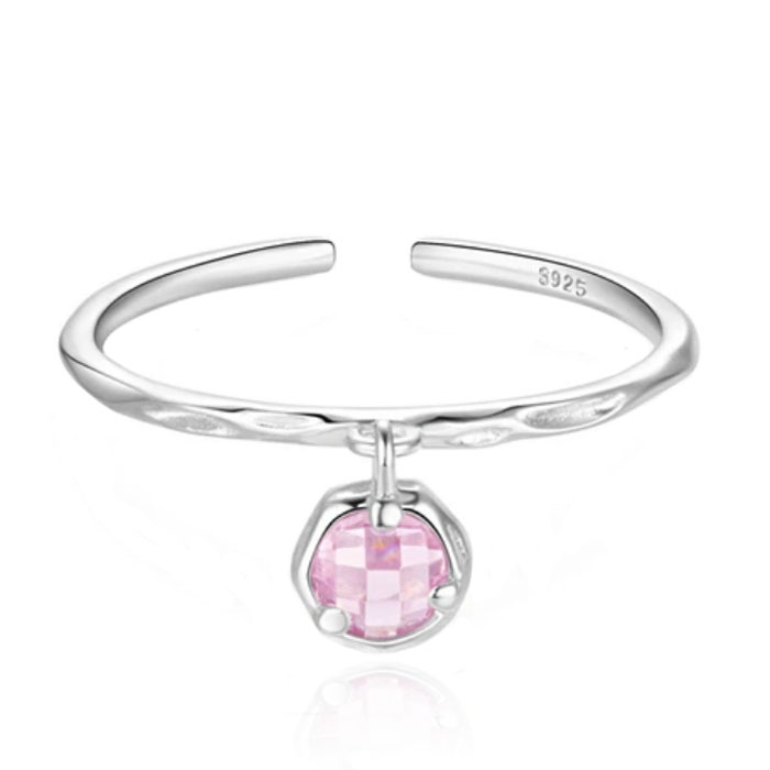 Verfijnde Elenza Zilveren Ring met Roze en Witte Kristallen - Prachtige Elegantie voor Dames