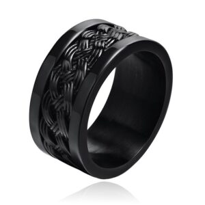 Zwarte mannen Ring Verweven Band - Mendes Jewelry-17mm