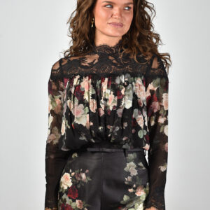 Zimmermann blouse Hypnotic Lace Yoke 5245TF251 black cascade